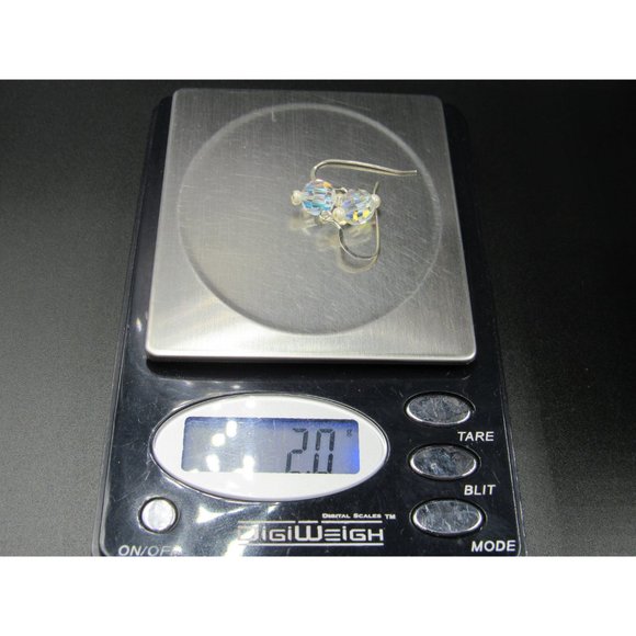 Sterling Silver Faceted Clear Colorful Crystal Earrings - Picture 5 of 5